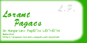 lorant pagacs business card